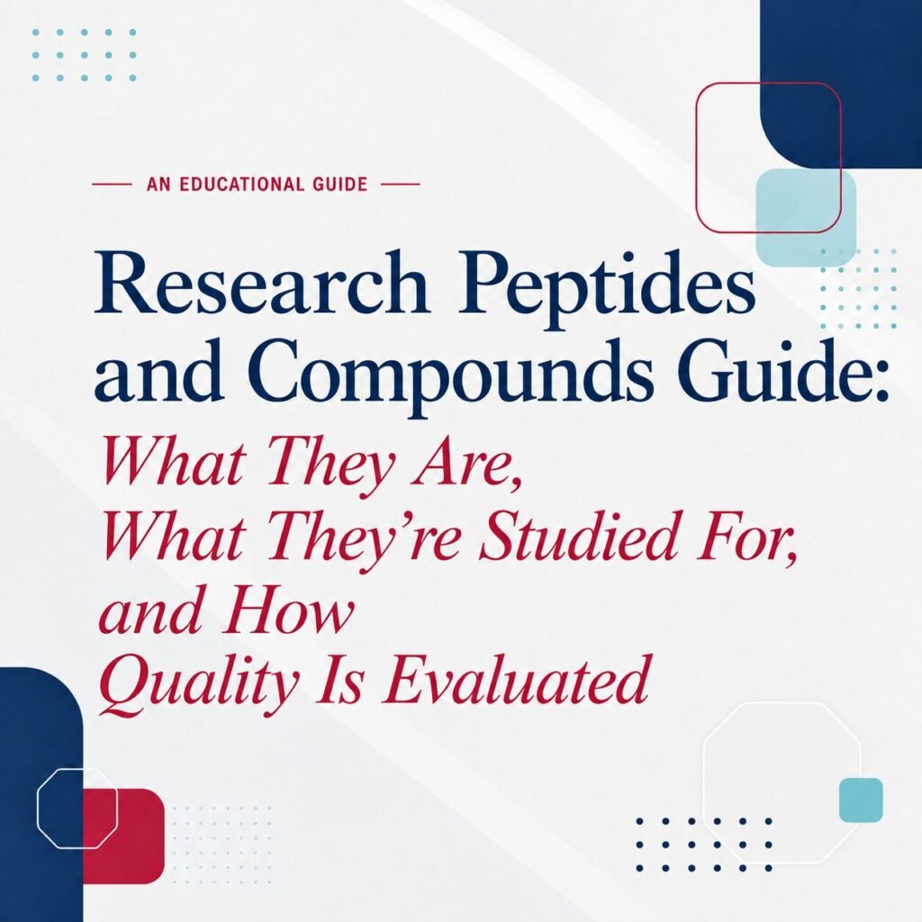 Research Peptides and Compounds Guide covering what research peptides are, what they are studied for, and how quality is evaluated